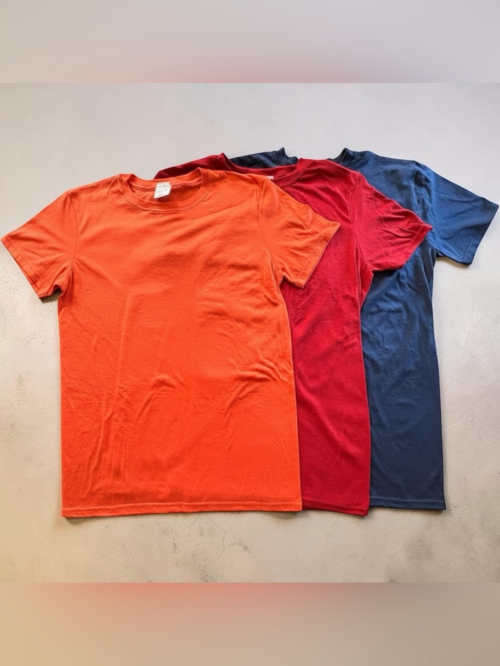 Bundle of 3 Men's Short Sleeve Crew Tee - Red, Blue,Orange